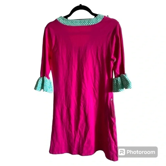 Tracy Negoshian pink and teal sheath dress size Large - Picture 5 of 7